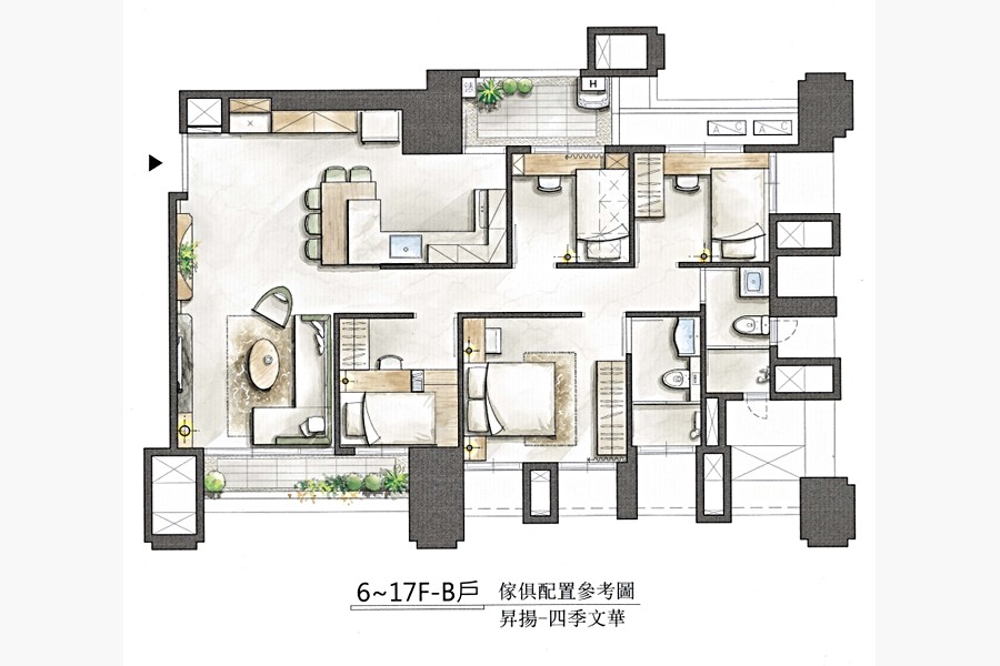 B戶樣品屋平面家配圖