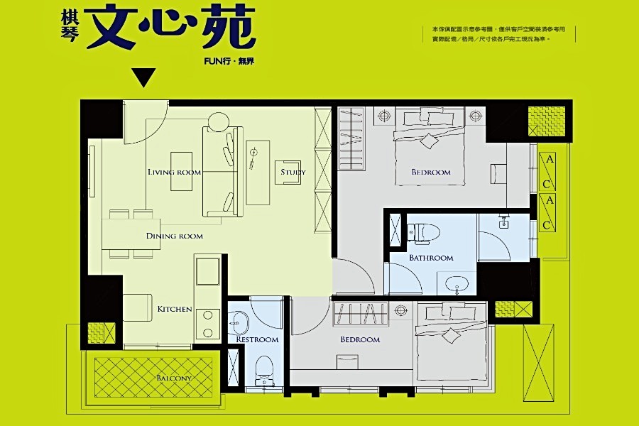 A1(2+1房33.91坪)格局圖