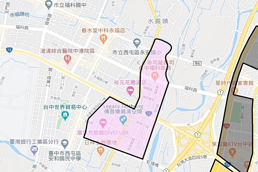 單元一重劃區範圍示意圖