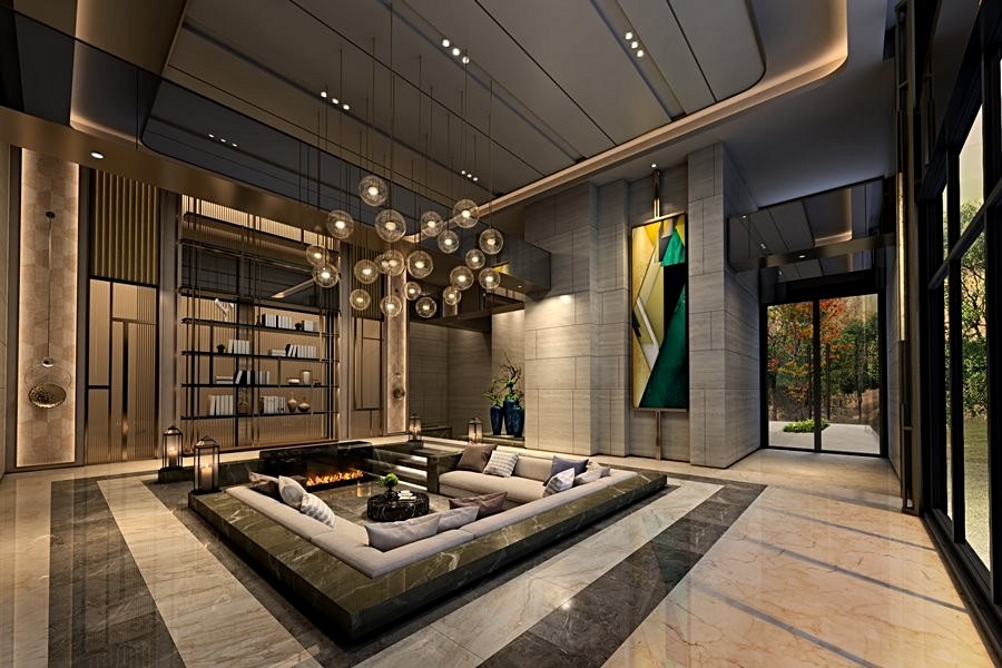 C棟大門降板沙發區 (圖為3D示意圖)