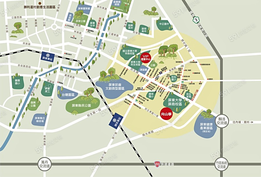 中洲向山學交通圖