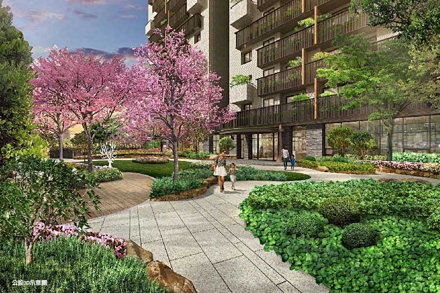 擁有近600坪的花園綠地。3D示意
