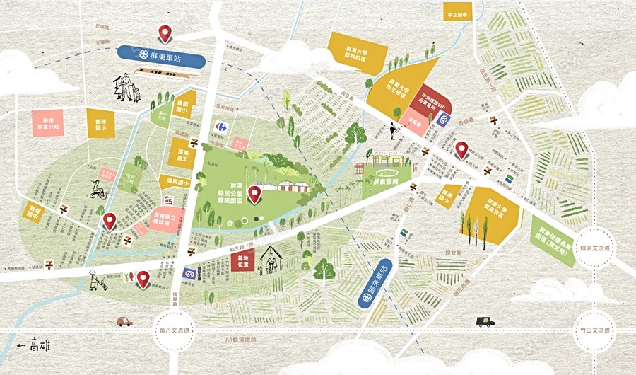 中洲ONE PARK交通圖