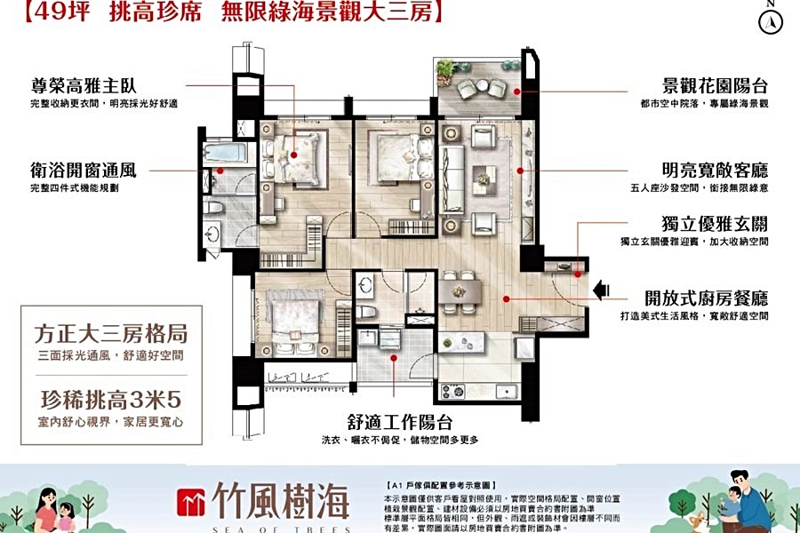 49坪3房家配圖。