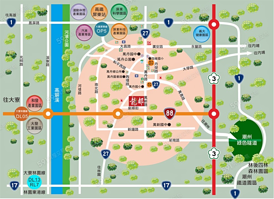 龍都大別墅交通圖