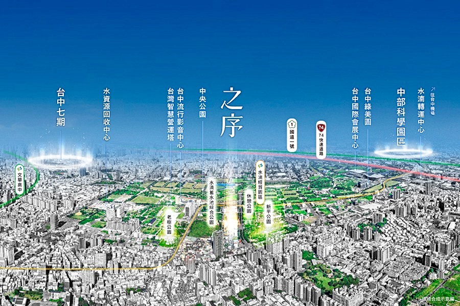 除中央公園還有4座公園圍繞在旁