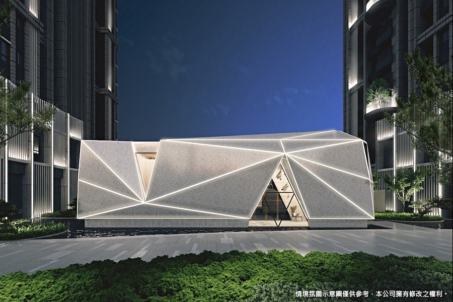 擁有鑽石切割面的獨立門廳。(3D示意圖)
