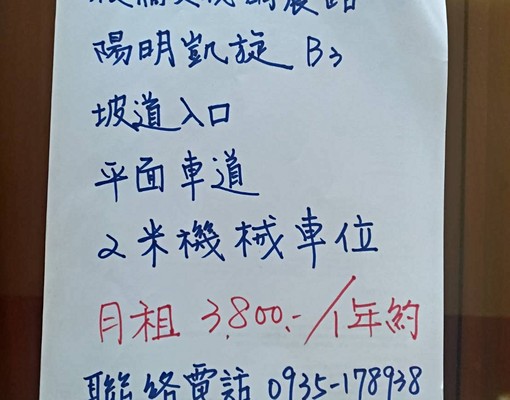 文德雨農路陽明凱旋B3坡道入口平面車道2米機械車位 - Image 2