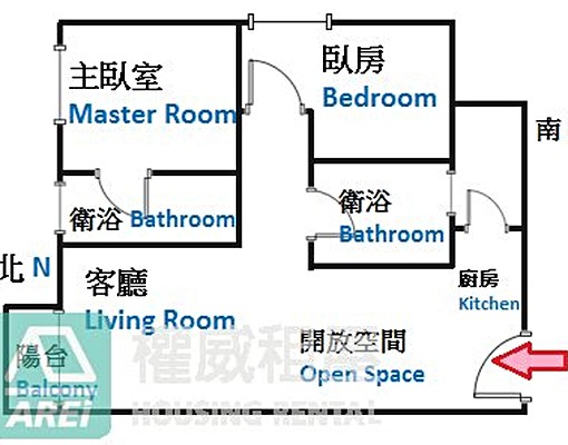 陽明學區K-house優質正兩房兩衛浴開窗平車 - Image 2