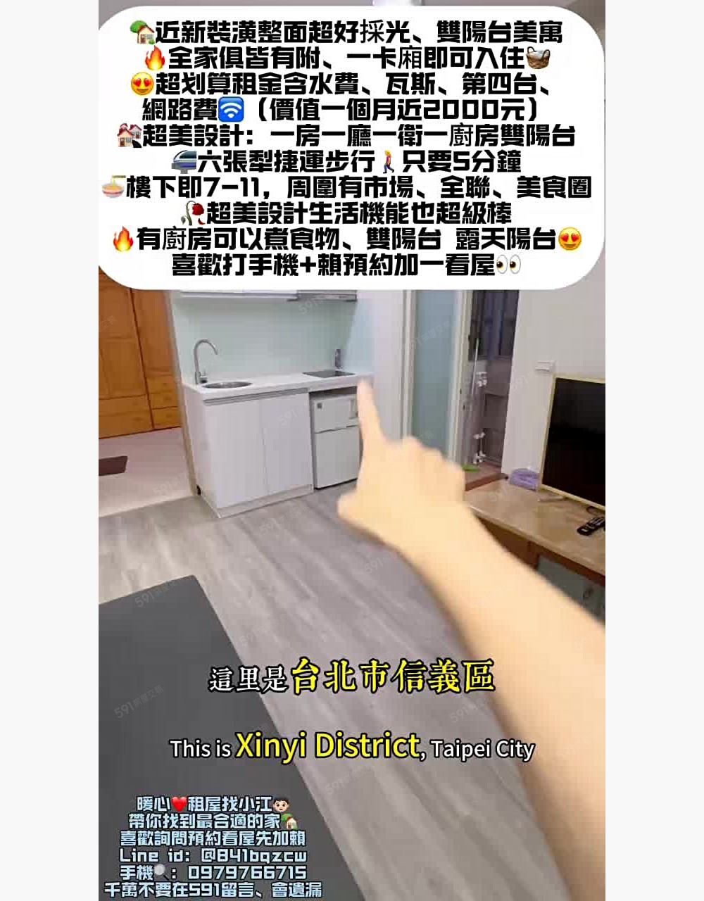 🏡高質感新裝潢✨一房一廳一廚房雙大陽台系統廚具🔥近捷運 - Image 1