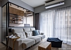 客廳瞬間大1倍!玻璃書房X莫蘭迪灰 25 坪北